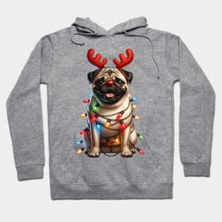 Christmas Red Nose Pug Dog Hoodie